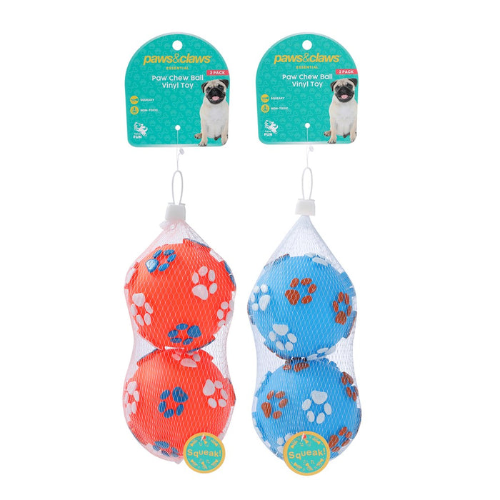 Paws & Claws PAW PRINT BALL 2PK VINYL 10CM