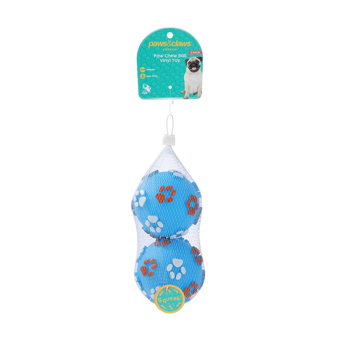 Paws & Claws PAW PRINT BALL 2PK VINYL 10CM