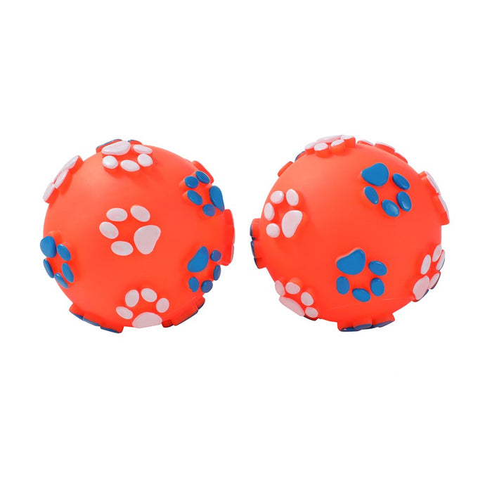 Paws & Claws PAW PRINT BALL 2PK VINYL 10CM