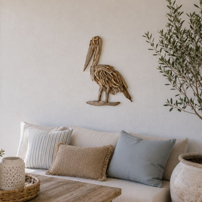 2 set Driftwood Pelican Wall Art