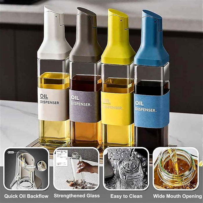 Premium Oil Dispenser Bottle - 500ml Auto-Flip Olive Oil Dispenser with Precision Spout for Easy Pouring, Leakproof Design for Cooking Oils, Vinegar, and Soy Sauce - Easy to Clean & Multi-Use (Blue)