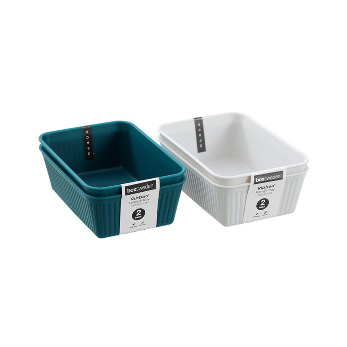 Boxsweden Ribbed Storage Tray 2Pk 17X11.5X5.5Cm