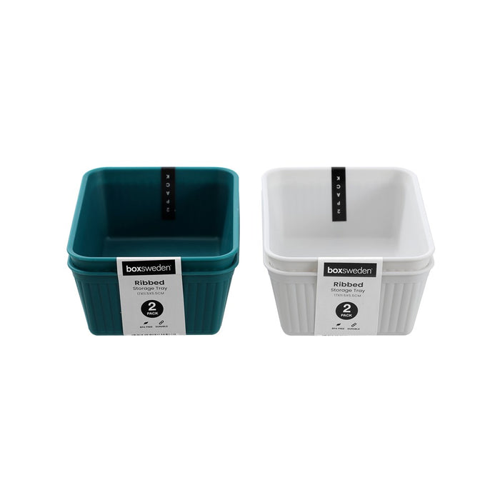 Boxsweden Ribbed Storage Tray 2Pk 17X11.5X5.5Cm