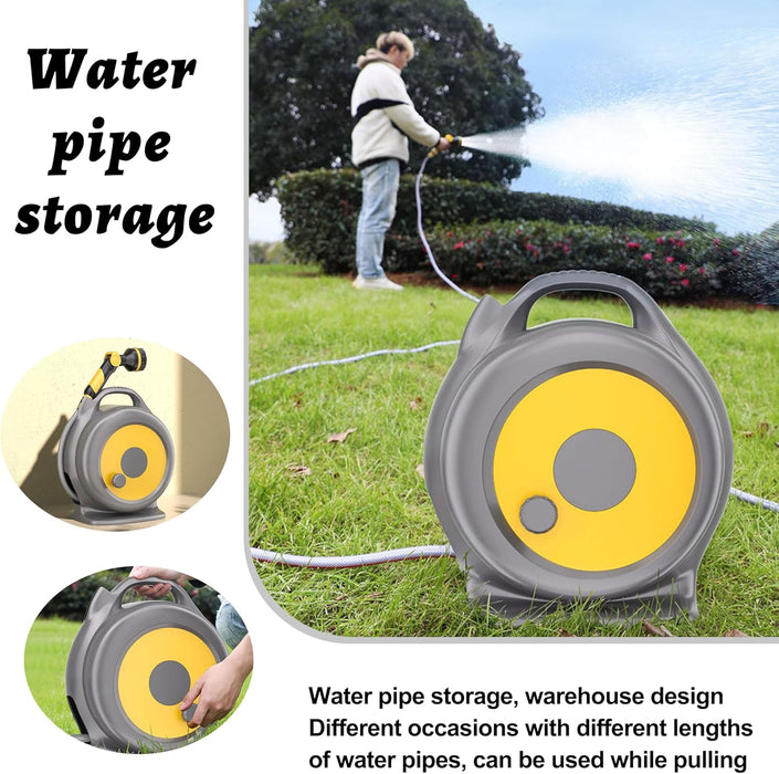 ONEIN Retractable Garden Hose Reel – 20M Water Hose with 10-Pattern Spray Nozzle, Built-in Storage Rack for Gardening, Car Washing and Outdoor Cleaning