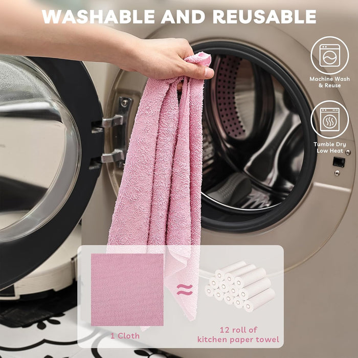 Socrates Microfiber Cleaning Cloth Roll – 50 Tear-Away, Ultra-Absorbent, Reusable, Washable, Quick-Dry Towels.