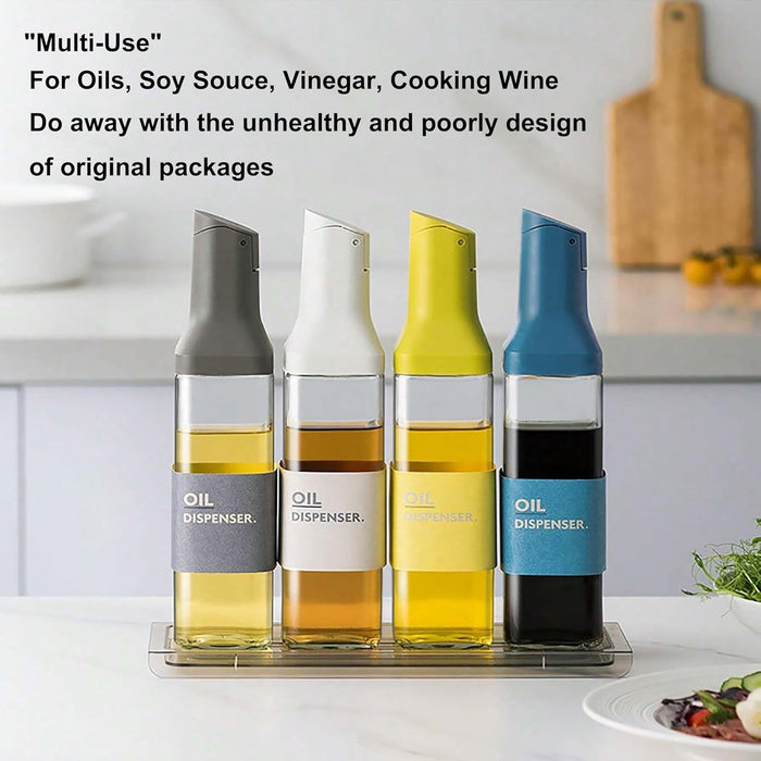 Premium Oil Dispenser Bottle - 500ml Auto-Flip Olive Oil Dispenser with Precision Spout for Easy Pouring, Leakproof Design for Cooking Oils, Vinegar, and Soy Sauce - Easy to Clean & Multi-Use (Blue)