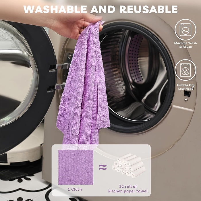 Socrates Microfiber Cleaning Cloth Roll – 50 Tear-Away, Ultra-Absorbent, Reusable, Washable, Quick-Dry Towels.