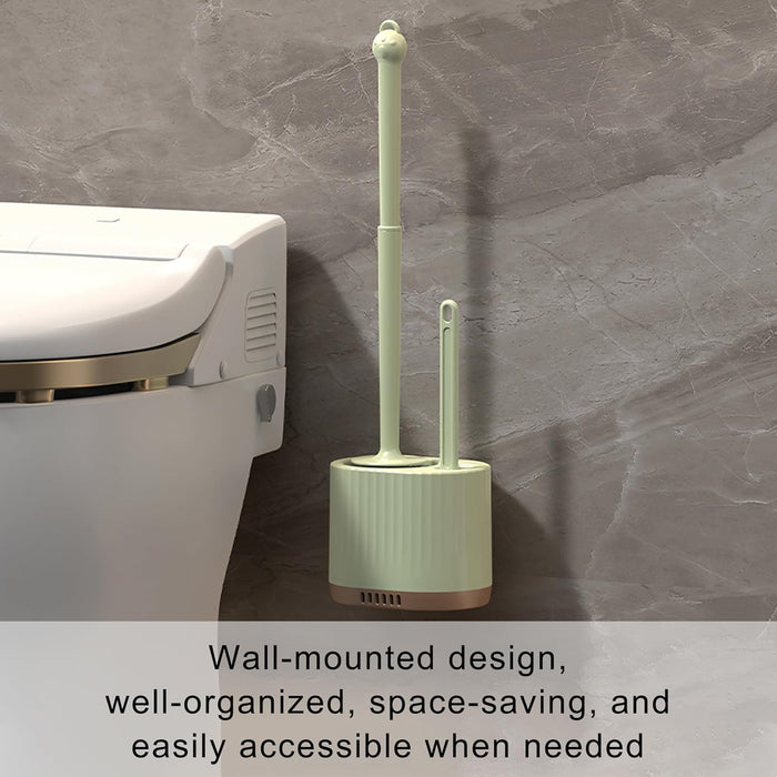 Onein Silicone Toilet Brush and Holder Set – Flexible TPR Bristles, Quick-Drying Bathroom Cleaner with Ventilated Drip-Free Base, Wall-Mounted or Freestanding Design, Peppermint
