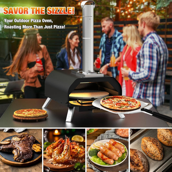 SOCRATES Outdoor Pizza Oven – Heating in 15 min | Portable Stainless-Steel Pizza Maker with Cordierite Stone & Fold-Down Legs, Backyard & Camping