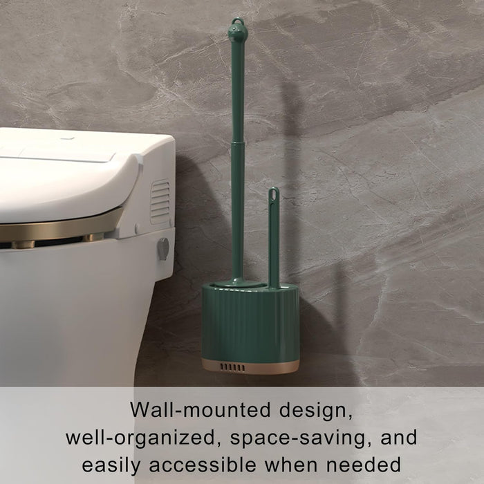 Onein Silicone Toilet Brush and Holder Set – Flexible TPR Bristles, Quick-Drying Bathroom Cleaner with Ventilated Drip-Free Base, Wall-Mounted or Freestanding Design, Peppermint