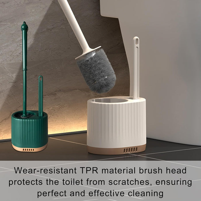 Onein Silicone Toilet Brush and Holder Set – Flexible TPR Bristles, Quick-Drying Bathroom Cleaner with Ventilated Drip-Free Base, Wall-Mounted or Freestanding Design, Peppermint