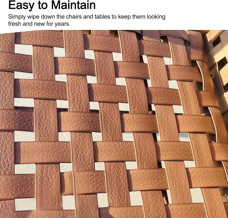 ONEIN Outdoor Table and Chairs, 5-Piece Patio Furniture Set, Wicker Bistro Set with Coffee Side Table & Woven Sofa Chair for Garden Balcony Poolside Backyard, Comfortable & Stylish