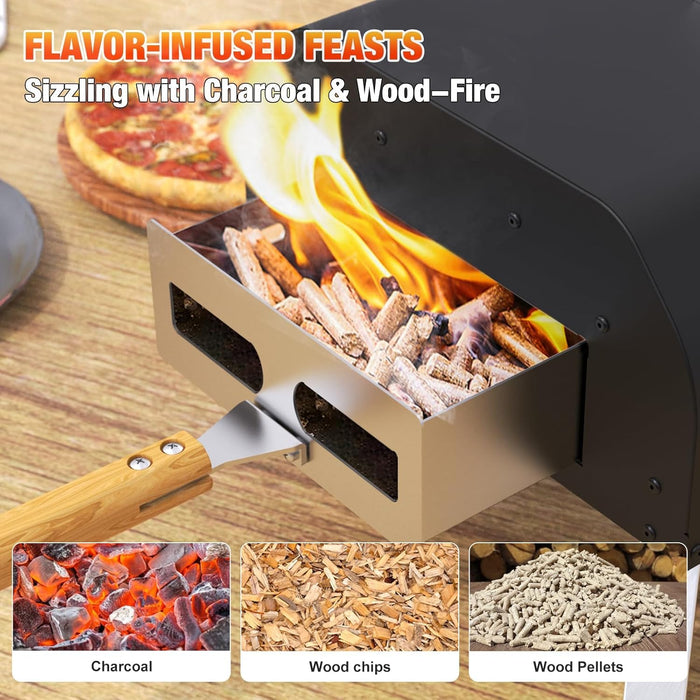 SOCRATES Outdoor Pizza Oven – Heating in 15 min | Portable Stainless-Steel Pizza Maker with Cordierite Stone & Fold-Down Legs, Backyard & Camping
