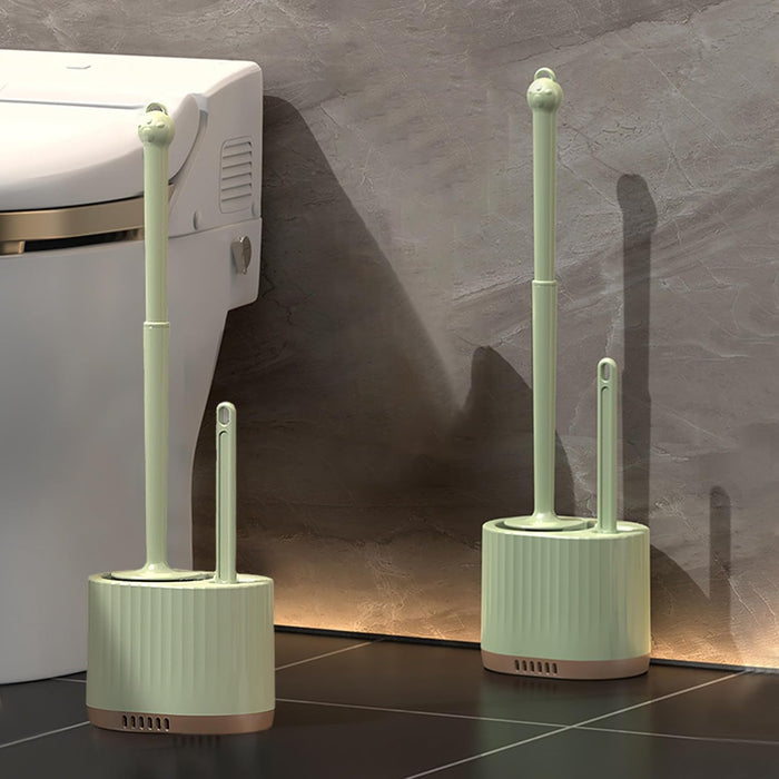 Onein Silicone Toilet Brush and Holder Set – Flexible TPR Bristles, Quick-Drying Bathroom Cleaner with Ventilated Drip-Free Base, Wall-Mounted or Freestanding Design, Peppermint