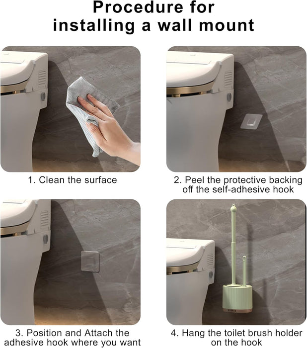 Onein Silicone Toilet Brush and Holder Set – Flexible TPR Bristles, Quick-Drying Bathroom Cleaner with Ventilated Drip-Free Base, Wall-Mounted or Freestanding Design, Peppermint