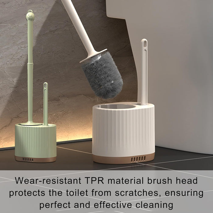 Onein Silicone Toilet Brush and Holder Set – Flexible TPR Bristles, Quick-Drying Bathroom Cleaner with Ventilated Drip-Free Base, Wall-Mounted or Freestanding Design, Peppermint
