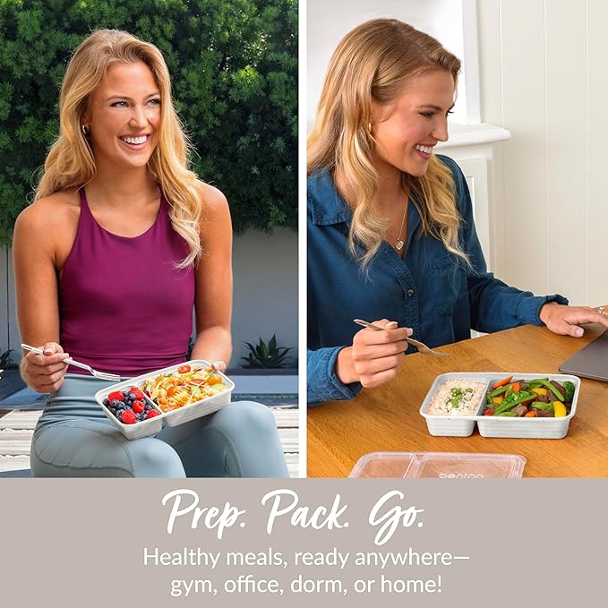 PREP 2 COMPARTMENT CONTAINER 10 PACK WHISPER GREY