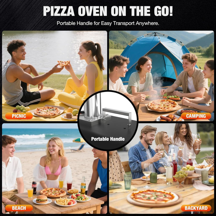 SOCRATES Outdoor Pizza Oven – Heating in 15 min | Portable Stainless-Steel Pizza Maker with Cordierite Stone & Fold-Down Legs, Backyard & Camping