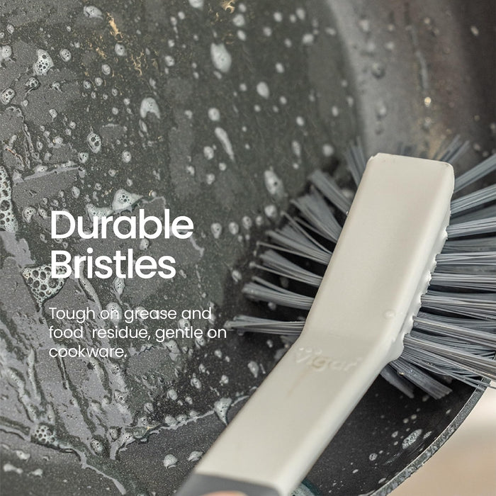 Standing Oval Grey Dish Brush With Suction Cup