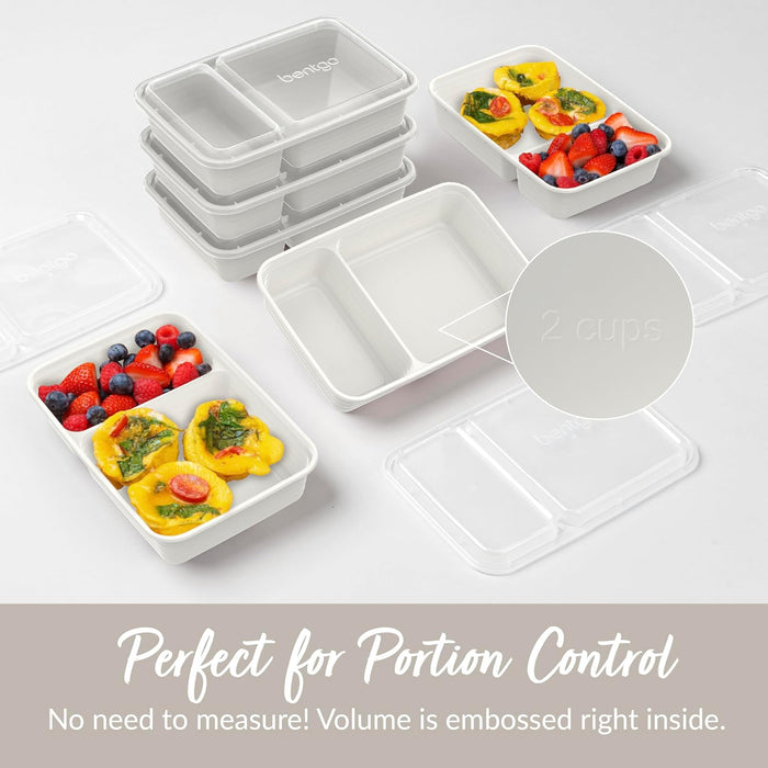 PREP 2 COMPARTMENT CONTAINER 10 PACK WHISPER GREY