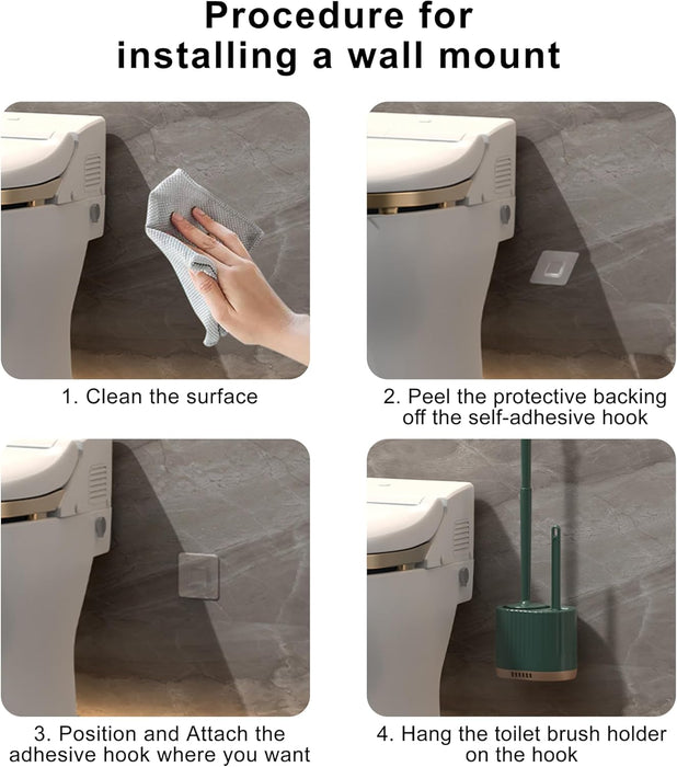 Onein Silicone Toilet Brush and Holder Set – Flexible TPR Bristles, Quick-Drying Bathroom Cleaner with Ventilated Drip-Free Base, Wall-Mounted or Freestanding Design, Peppermint