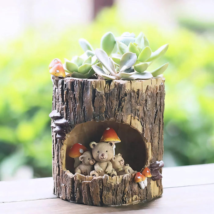 ONEIN Cute Bear Plant Pot - Indoor/Outdoor Succulent Planter, Small 4 Inch Resin Flower Pot for Office Home Decoration, Cactus Garden Pot - Gift Idea for Plant Lovers
