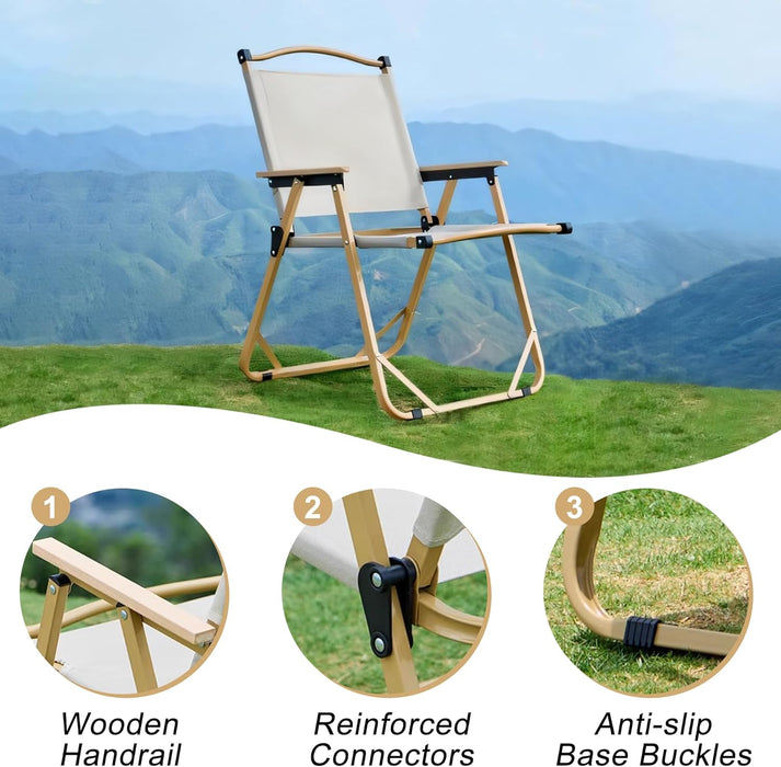 Folding Camping Chair Lightweight, Portable Sturdy with Wooden