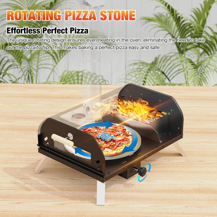 SOCRATES Outdoor Pizza Oven – Heating in 15 min | Portable Stainless-Steel Pizza Maker with Cordierite Stone & Fold-Down Legs, Backyard & Camping