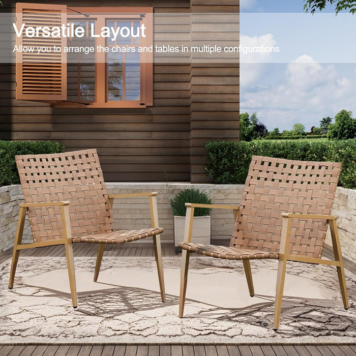 ONEIN Outdoor Table and Chairs, 5-Piece Patio Furniture Set, Wicker Bistro Set with Coffee Side Table & Woven Sofa Chair for Garden Balcony Poolside Backyard, Comfortable & Stylish