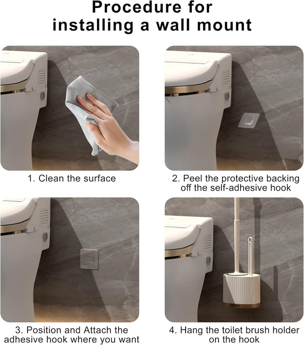 Onein Silicone Toilet Brush and Holder Set – Flexible TPR Bristles, Quick-Drying Bathroom Cleaner with Ventilated Drip-Free Base, Wall-Mounted or Freestanding Design, Peppermint