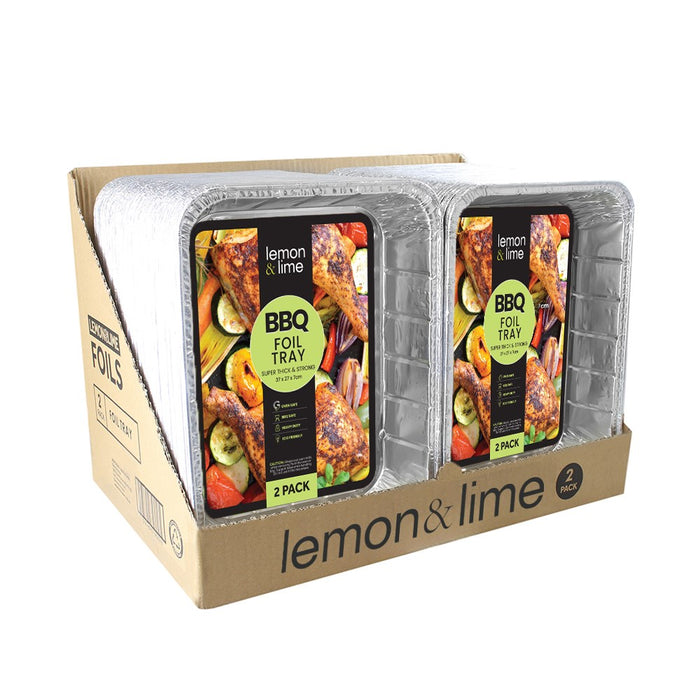 Lemon & Lime FOIL TRAY 2PK 37X27X7CM SHELF READY PDQ
