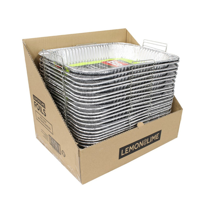 Lemon & Lime FOIL TRAY W/ WIRE HANDLES 45.5X34X6.5CM SHELF READY PDQ