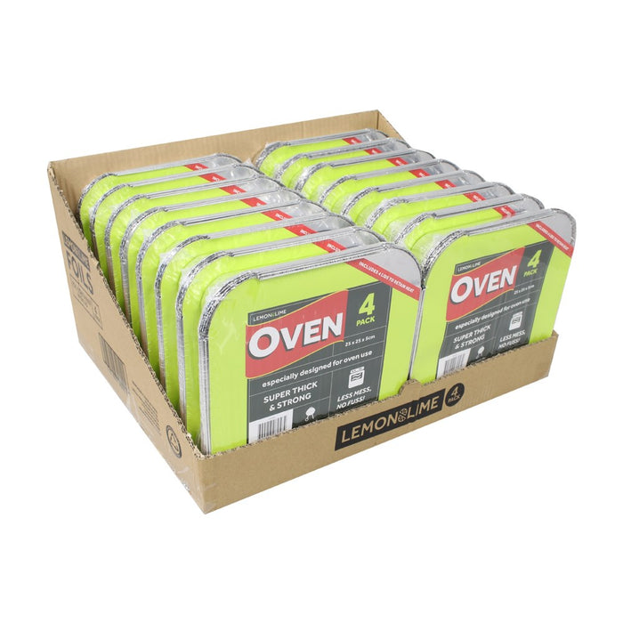 Lemon & Lime FOIL CONTAINER W/ LID 4PK 25X25X5CM SHELF READY PDQ