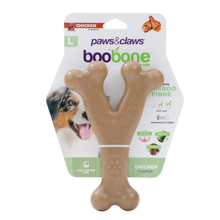 Paws & Claws BOOBONE WISHBONE LARGE 17.5X11.5X3CM 2 ASSTD CHICKEN & BEEF