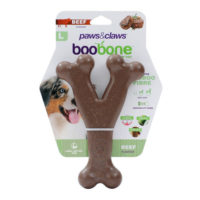 Paws & Claws BOOBONE WISHBONE LARGE 17.5X11.5X3CM 2 ASSTD CHICKEN & BEEF