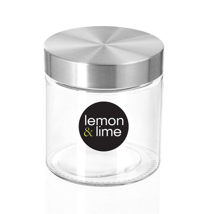Lemon & Lime ALTO GLASS JAR S/STEEL LID 830ML 12X11CM