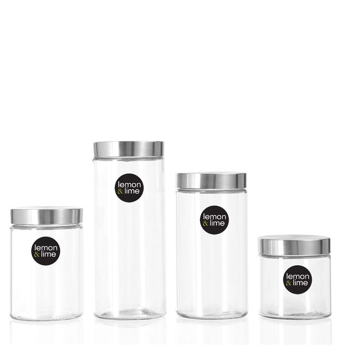 Lemon & Lime ALTO GLASS JAR S/STEEL LID 830ML 12X11CM