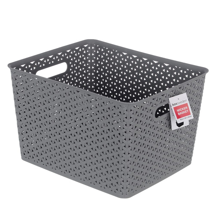 Boxsweden Wicker Design Organiser Basket 35.5X29X22Cm