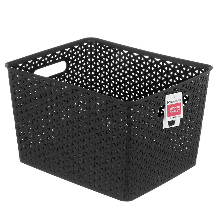 Boxsweden Wicker Design Organiser Basket 35.5X29X22Cm