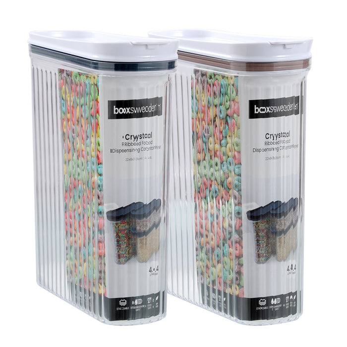 Lemon & Lime CRYSTAL RIBBED FOOD DISPENSING CONTAINER 4.4L 26X10X31.4CM
