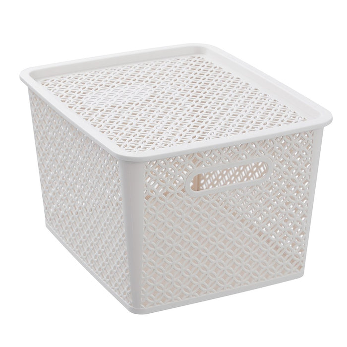 Boxsweden Medallion Basket With Lid 19L 36.5X30X22Cm