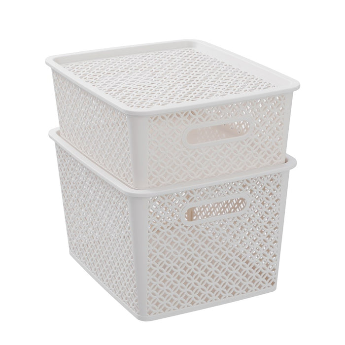 Boxsweden Medallion Basket With Lid 19L 36.5X30X22Cm