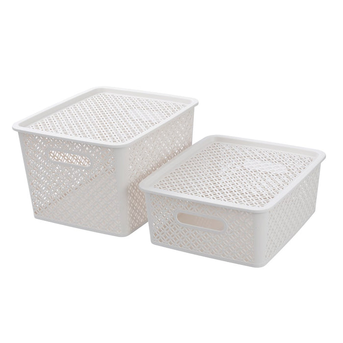 Boxsweden Medallion Basket With Lid 19L 36.5X30X22Cm