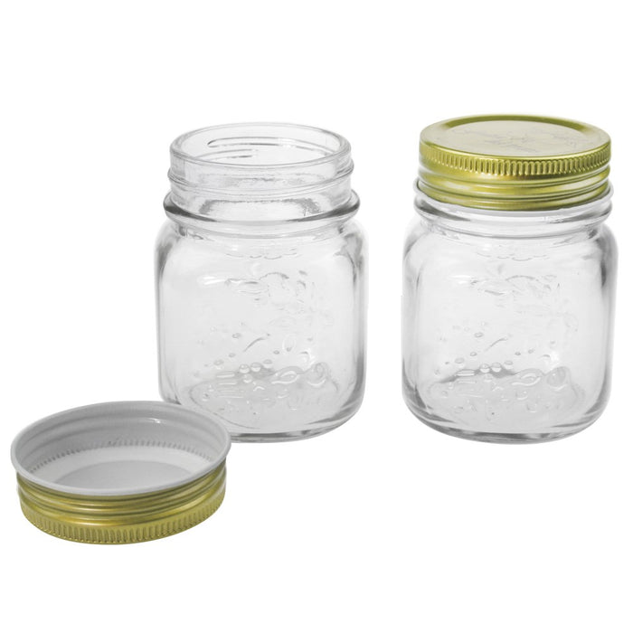 Lemon & Lime ROMA GLASS CONSERVE JARS 18PK TRAY 200ML GOLD LIDS 6X6X8CM