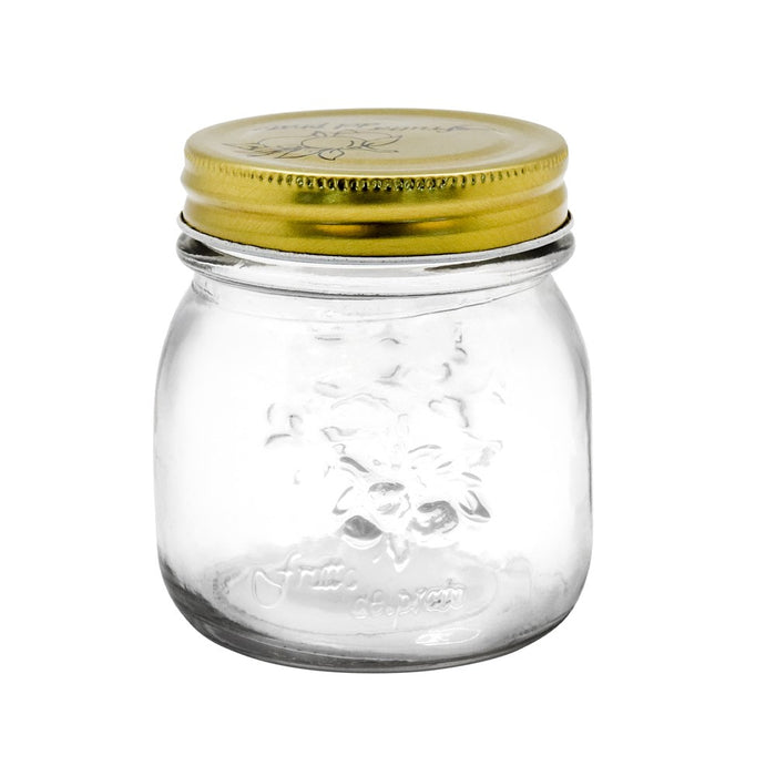 Lemon & Lime ROMA GLASS CONSERVE JARS 12PK TRAY 300ML GOLD LIDS 8.5X8.5X9CM