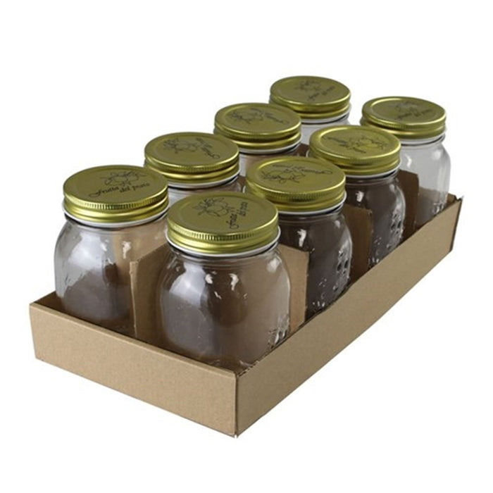 Lemon & Lime ROMA GLASS CONSERVE JARS 8PK TRAY 550ML GOLD LIDS 8.5X8.5X13CM