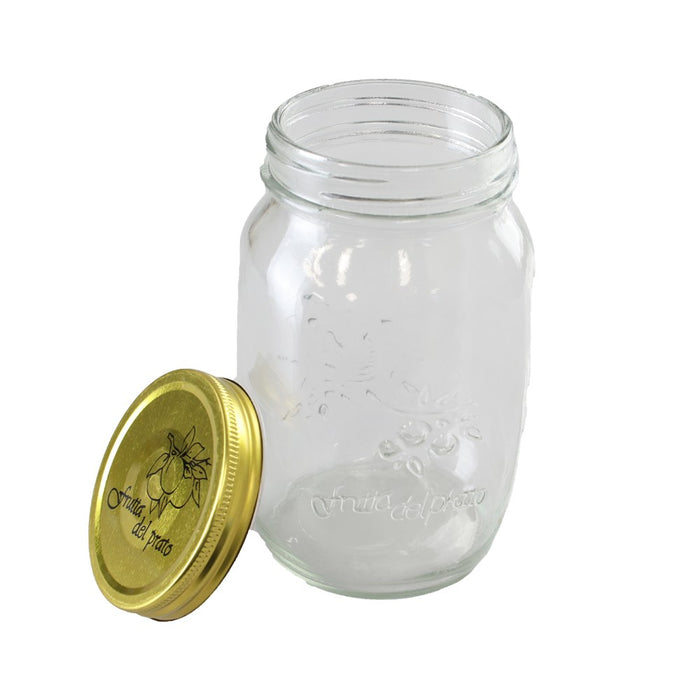 Lemon & Lime ROMA GLASS CONSERVE JARS 6PK TRAY 1L GOLD LIDS 10X10X17CM