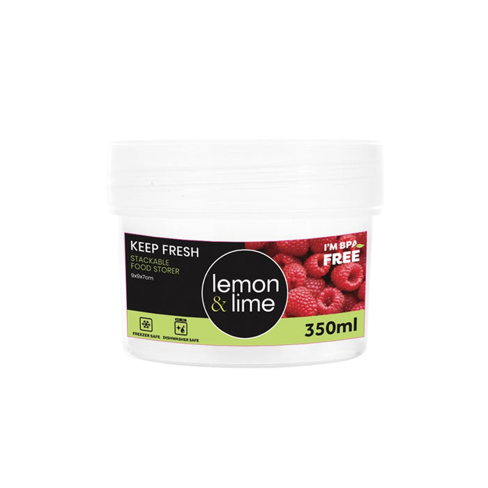 Lemon & Lime KEEP FRESH STACKABLE FOOD STORER 350ML 9X9X7CM