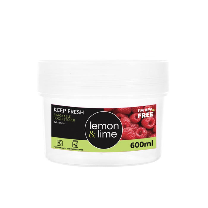 Lemon & Lime KEEP FRESH STACKABLE FOOD STORER 600ML 11X11X8.5CM
