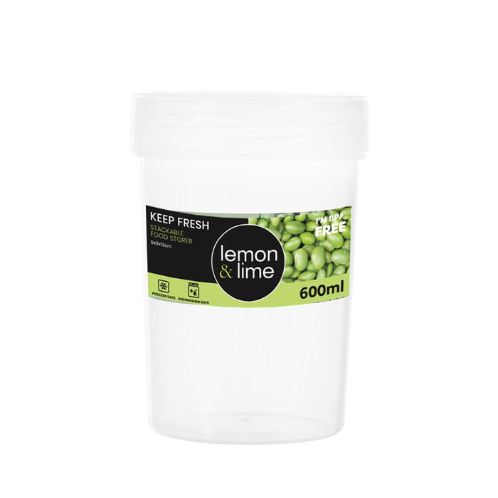 Lemon & Lime KEEP FRESH STACKABLE FOOD STORER 600ML 9X9X13CM